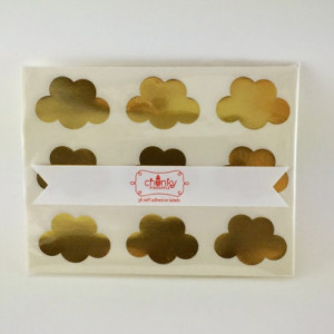 Cloud Stickers / Labels in Gold Foil, Kraft or Glossy White