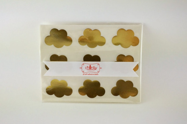 Cloud Stickers / Labels in Gold Foil, Kraft or Glossy White