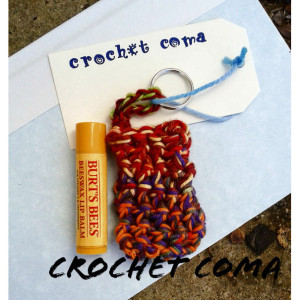 Chapstick Holder, Lip Balm Cozy, Ready To Ship, Crochet Chap Stick Holder, Crochet Lipbalm Holder, Yellow Lipbalm Holder Keychain