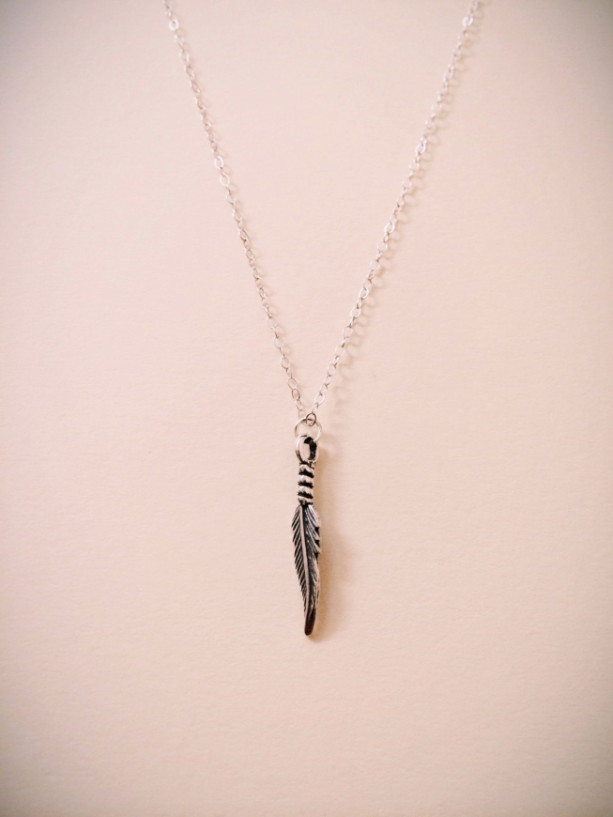 Sterling Silver Feather Charm Necklace