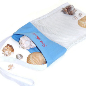Shell Beach Bag, Embroidered, Beachcomber Tote Bag