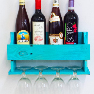 Reclaimed Wood Wine Rack Bright Colors Wall Mount