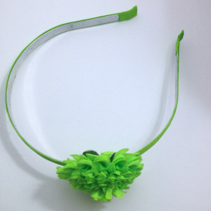 Lime Green 2" Hair Flower, 1/4" Lined Metal Headband - Made To Order