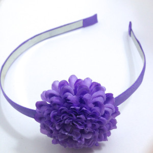 Purple 2" Hair Flower, 1/4" Lined Metal Headband - Made To Order