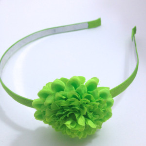 Lime Green 2" Hair Flower, 1/4" Lined Metal Headband - Made To Order