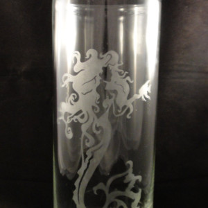 Beautiful Etched Mermaid -9" Etched Vase - Etched Glass Vase - Mermaid Vase - Perfect Valentines Day Gift - Mermaid -