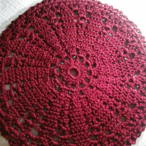 Small Petal Doily in Burgundy