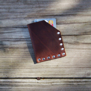 Slim Leather Wallet Rustic with Nickel Rivets Credit Card holder by Bret Cali