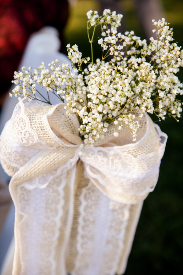 Burlap and Lace Bows, Ceremony Bows, Chair Bows