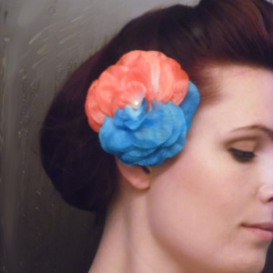 2 Multi-colored flower hair clip