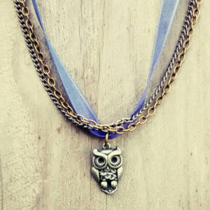 Boho / hippie style owl necklace
