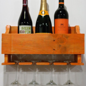 Reclaimed Wood Wine Rack Bright Colors Wall Mount