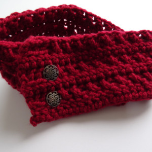 Resizable Crochet Headband with Buttons - Ear Warmer