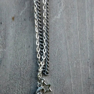 Sterling silver star and moon bracelet