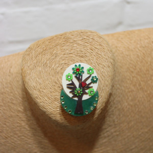 Unique tree with  flowers plastic brooch, nature-inspired brooch, nature-inspired jewelry, nature lover jewelry