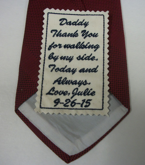 Custom Embroidered Tie Patch. Father of the Bride. Wedding gift idea for the Groom, Stepdad, Uncle, Brother, Personalized
