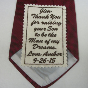 Custom Embroidered Tie Patch. Father in law of the Bride. Wedding gift idea for the Groom, Stepdad, Uncle, Brother, Personalized