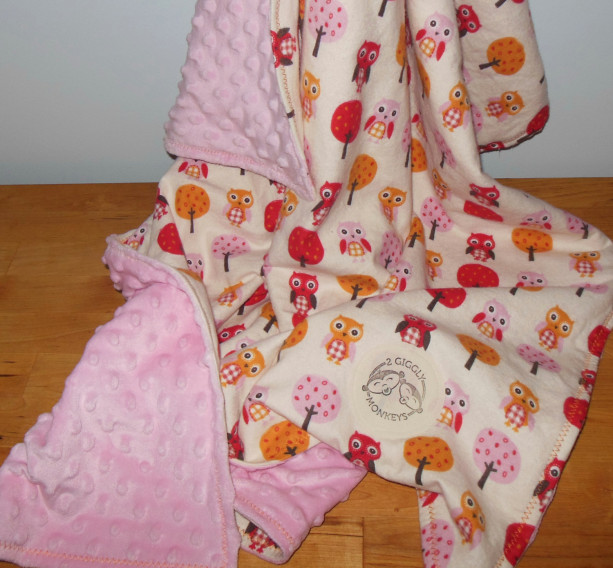 Owls and Trees Minky Toddler Blanket