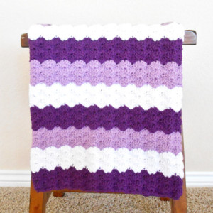 Purple Crochet Baby Blanket - Baby Shower Gift for Girls - Hand Made Baby Blanket - Machine Washable Baby Blanket - Crochet Baby Afghan