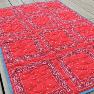 Bandana Quilt Red and Denim Western Cowboy Blanket