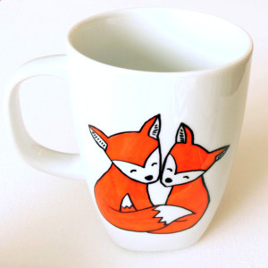 What The Fox Mug - Hand Painted Woodland Friends Coffee Cup - What Does The Fox Say 10 oz