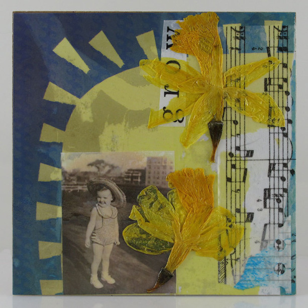 Original Handmade Collage, Grow Mary, Retro Photo Spring Celebrations, 6x6in
