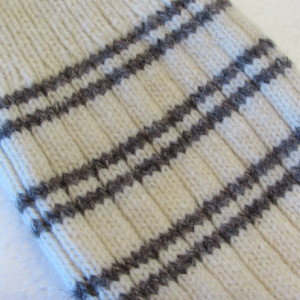 Winter Warm Angora Wool Socks in Cream with Grey Stripes, Free Shipping