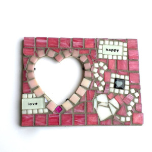 Mosaic Art Heart Picture Frame. Original Mixed Media Artwork. Great Handmade Gift for a Lover, Anniversary Present, or Home Decor.