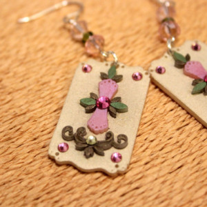 Unique bridesmaid earrings, pink flower earrings, unique crystal jewelry