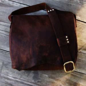 Handmade Rustic Leather Cross Body Hand Stitched Leather Messenger Bag Leather Satchel Possible Bag by Bret Cali Bag Shoulder Bag