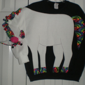 Unicorn sweatshirt, unicorn shirt. Rainbow trim, mystical, magical, adult sizes small to Xlarge. Cosplay