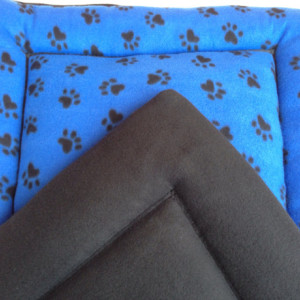 Blue Black Paw Prints, Dog Crate Pad, Fleece Dog Bed, Pet Crate Cover, Pet Crate Mat, Dog Crate Pad, Plush Dog Beds, Designer Dog Beds