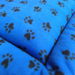 Blue Black Paw Prints, Dog Crate Pad, Fleece Dog Bed, Pet Crate Cover, Pet Crate Mat, Dog Crate Pad, Plush Dog Beds, Designer Dog Beds
