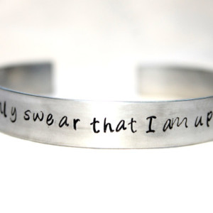 I Solemnly Swear that I am Up To No Good, Harry Potter Inspired, Hand Stamped Bangle, Aluminum Jewelry
