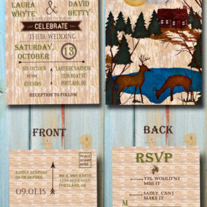 Custom Watercolor Woodland Wedding Invitation - Wedding Invitation Set