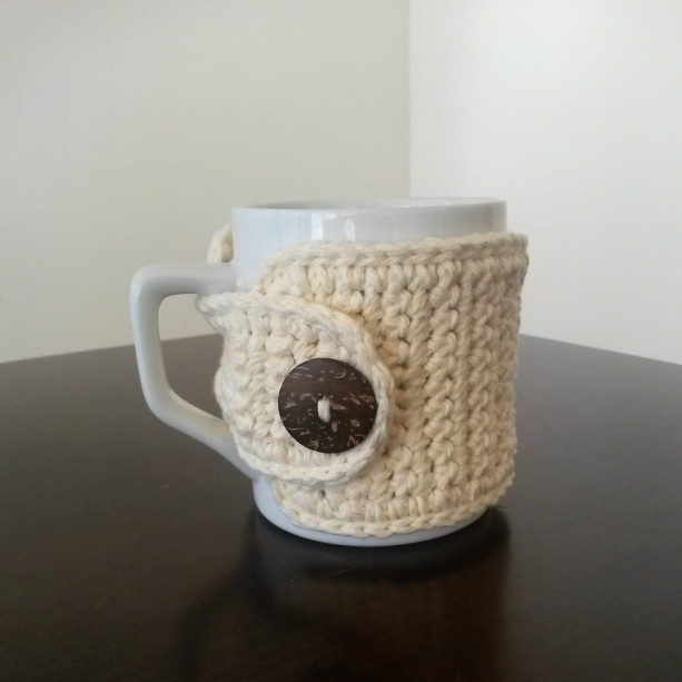 Cream Crochet Coffee Mug Cozy