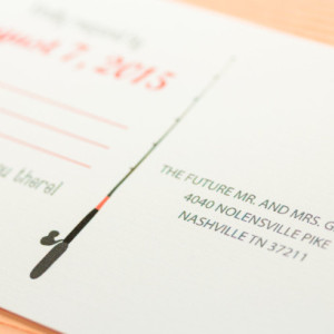 Gone Fishing Wedding Invitation and RSVP Postcard - Modern Design - Printable or Printed - Envelopes Included - Fishing Poles - Hooks - Love