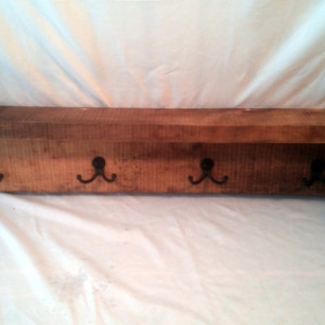 36" Rustic Wall Mounted Shelf Coat rack with Natural Edge