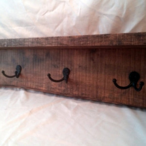 30" Rustic Wall Mounted Shelf Coat rack with Natural Edge