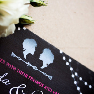 Same Sex Wedding Invitation and RSVP Postcard - Custom Design - Printable or Printed - Chalkboard - Cameo - Lights - Men - Women - Classic