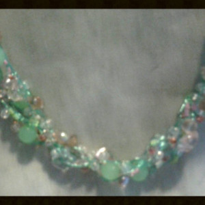 Spring Beauty Beaded Knitted Wire Necklace