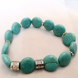Turquoise and silver bracelet. Turquoise stretch bracelet