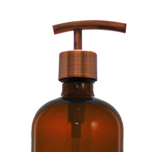 Amber Glass Soap Dispenser 16oz with Antique Copper Soap Dispenser Pump NEW 