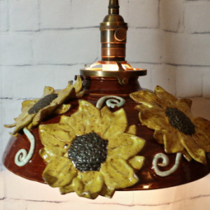 Pendant Light HandMade Hand Sculpted Sunflowers Pottery Ceiling Light. Are you remodeling or have a restaurant?