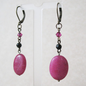 Pink Earrings Magenta Jade Stone Chandelier Earrings Jewelry For Women
