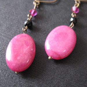 Pink Earrings Magenta Jade Stone Chandelier Earrings Jewelry For Women