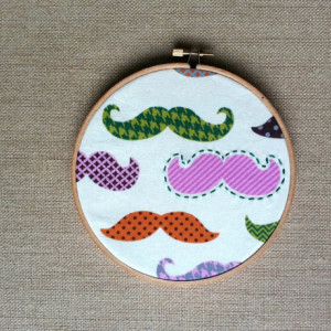 Mustache Embroidery Hoop Wall Hanging