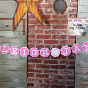 Valentine  Name Banner, red pink and white name banner, baby banner, its a girl banner