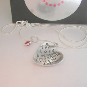 The  love between a mother and son is forever, custom hand stamped  necklace