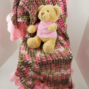 Custom Crochet Baby Girl Blanket 24" X 36"